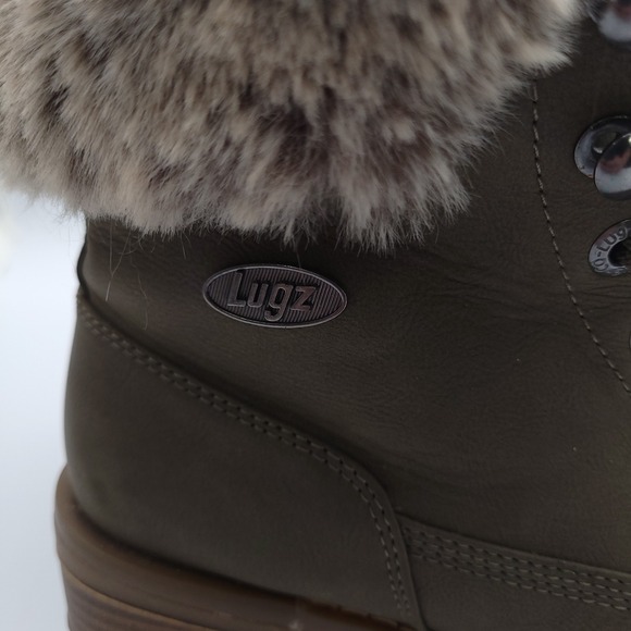 Lugz Flirt Hi Fur Boots Womens 7.5 Olive Green Gray Faux Fur Trim C53BR - Picture 2 of 11